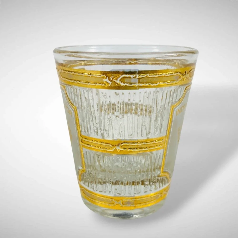 Culver‎ Shot Glass Indianapolis Motor Speedway 22K Gold Overlay 1970s 80s